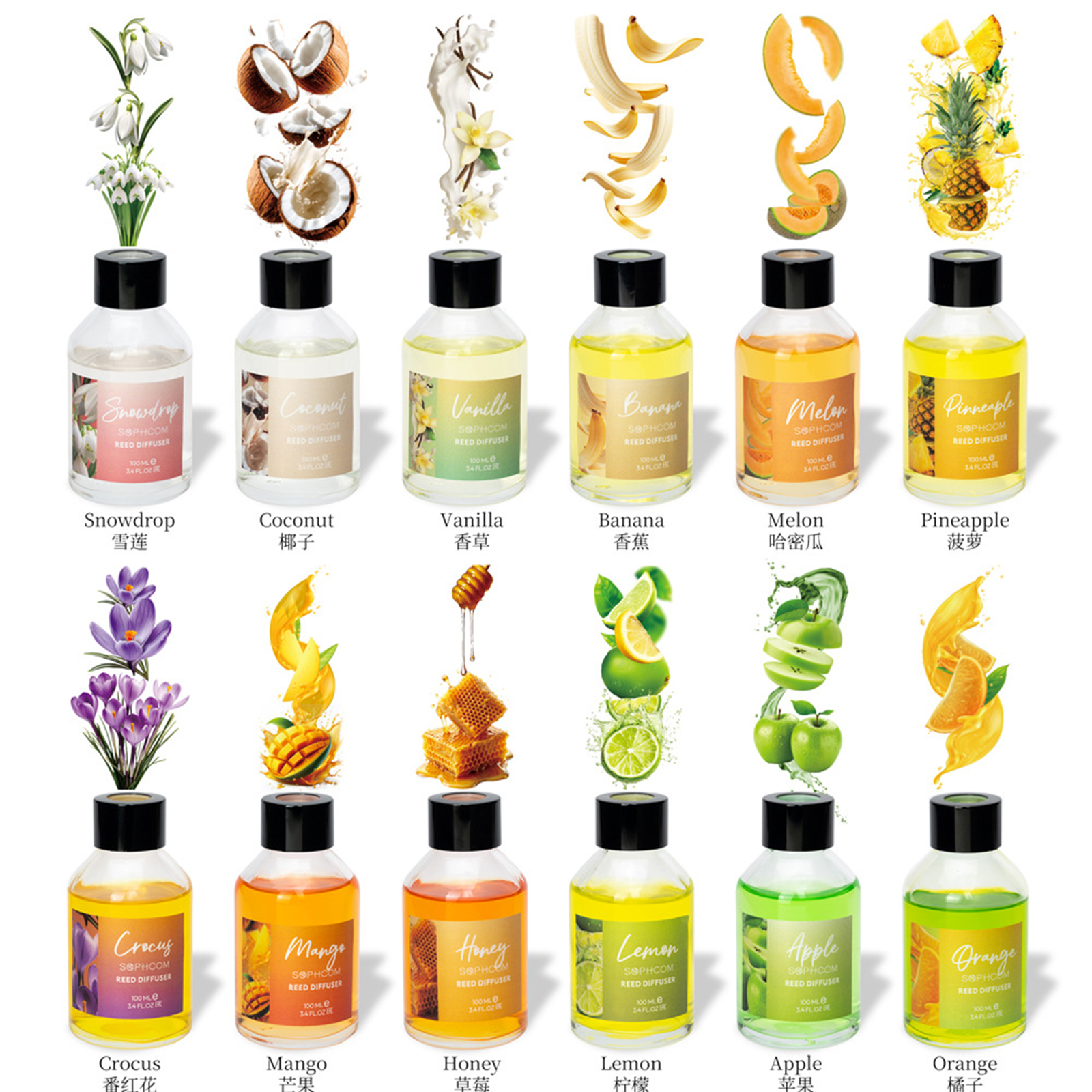 100ml Floral Fruity Reed Diffu - Home Bathroom Freshener avaliação e preço