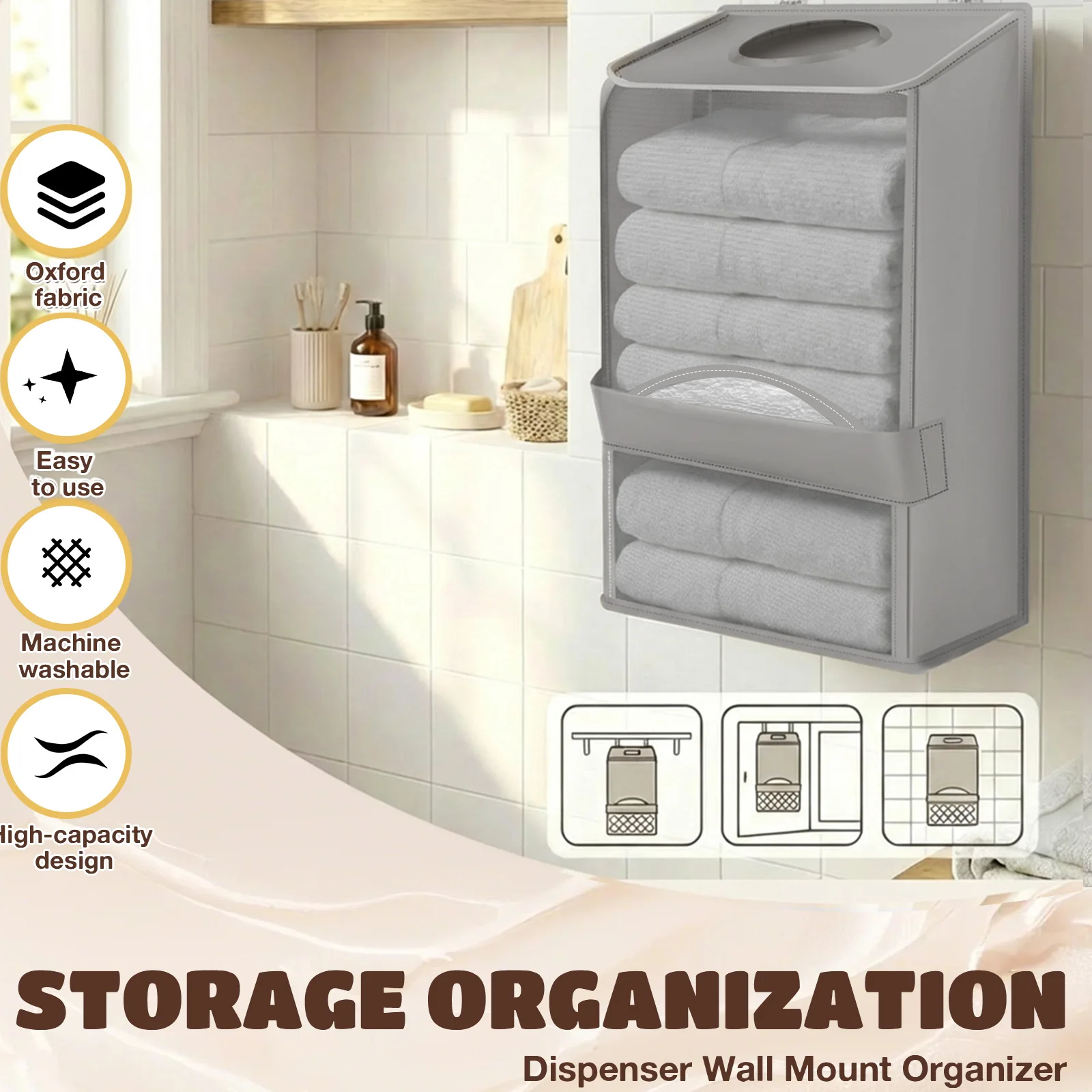 2-Layer Hanging Storage Bag 2  - Home Bathroom Towel Dispenser avaliação e preço